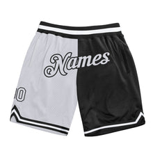 Load image into Gallery viewer, Custom Black White Authentic Throwback Split Fashion Basketball Shorts
