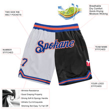 Загрузить изображение в средство просмотра галереи, Custom White Royal-Black Authentic Throwback Split Fashion Basketball Shorts

