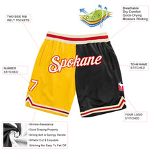 Charger l&#39;image dans la galerie, Custom Gold Cream-Black Authentic Throwback Split Fashion Basketball Shorts
