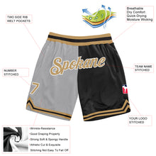 Загрузить изображение в средство просмотра галереи, Custom Gray Old Gold-Black Authentic Throwback Split Fashion Basketball Shorts
