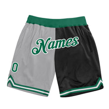 Load image into Gallery viewer, Custom Gray Kelly Green-Black Authentic Throwback Split Fashion Basketball Shorts
