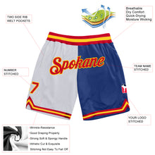 Load image into Gallery viewer, Custom Gray Red-Royal Authentic Throwback Split Fashion Basketball Shorts

