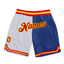 Load image into Gallery viewer, Custom Gray Red-Royal Authentic Throwback Split Fashion Basketball Shorts
