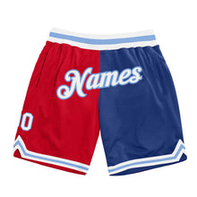 Load image into Gallery viewer, Custom Red White-Royal Authentic Throwback Split Fashion Basketball Shorts
