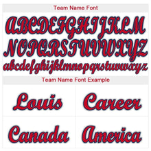 Load image into Gallery viewer, Custom White Red-Navy Baseball Jersey
