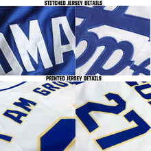 Load image into Gallery viewer, Custom White Navy-Powder Blue Baseball Jersey

