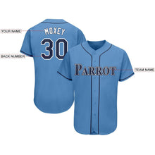 Load image into Gallery viewer, Custom Powder Blue Navy-White Baseball Jersey
