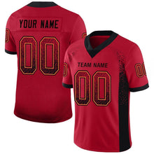 Load image into Gallery viewer, Custom Red Black-Orange Mesh Drift Fashion Football Jersey
