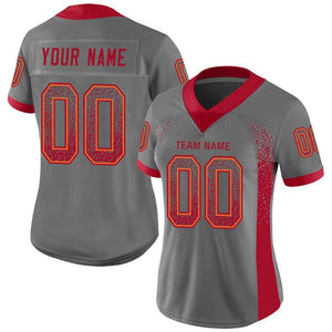 Custom Gray Red-Orange Mesh Drift Fashion Football Jersey