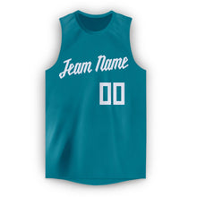 Load image into Gallery viewer, Custom Teal White Round Neck Basketball Jersey
