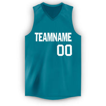 Load image into Gallery viewer, Custom Teal White V-Neck Basketball Jersey
