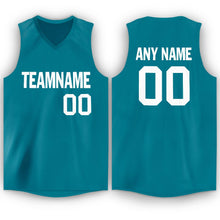 Load image into Gallery viewer, Custom Teal White V-Neck Basketball Jersey
