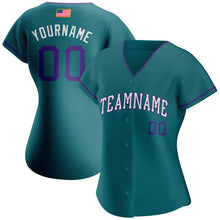 Загрузить изображение в средство просмотра галереи, Custom Teal Purple-White Authentic American Flag Fashion Baseball Jersey
