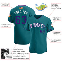 Загрузить изображение в средство просмотра галереи, Custom Teal Purple-White Authentic American Flag Fashion Baseball Jersey
