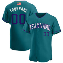 Загрузить изображение в средство просмотра галереи, Custom Teal Purple-White Authentic American Flag Fashion Baseball Jersey
