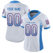 Load image into Gallery viewer, Custom White Powder Blue-Red Mesh Drift Fashion Football Jersey

