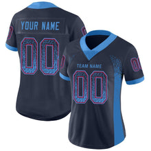 Load image into Gallery viewer, Custom Navy Powder Blue-Red Mesh Drift Fashion Football Jersey
