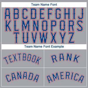 Custom Gray Royal-Red Baseball Jersey