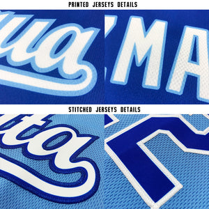 Custom Light Blue White-Red Baseball Jersey