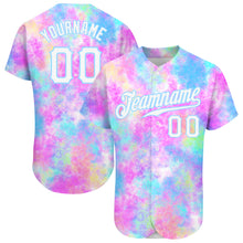 Загрузить изображение в средство просмотра галереи, Custom Tie Dye White-Light Blue 3D Watercolor Gradient Authentic Baseball Jersey
