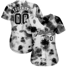 Load image into Gallery viewer, Custom Tie Dye Black-White 3D Steel Authentic Baseball Jersey

