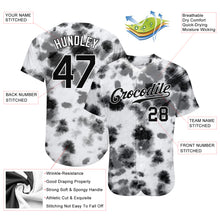 Laden Sie das Bild in den Galerie-Viewer, Custom Tie Dye Black-White 3D Steel Authentic Baseball Jersey
