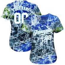 Laden Sie das Bild in den Galerie-Viewer, Custom Tie Dye White-Light Blue 3D Authentic Baseball Jersey
