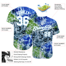 Laden Sie das Bild in den Galerie-Viewer, Custom Tie Dye White-Light Blue 3D Authentic Baseball Jersey

