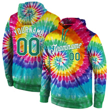 Load image into Gallery viewer, Custom Stitched Tie Dye Kelly Green-White 3D Pattern Design Sports Pullover Sweatshirt Hoodie
