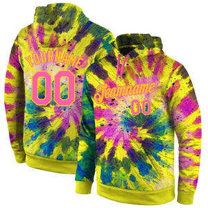 Custom Stitched Tie Dye Pink-Gold 3D Pattern Design Sports Pullover Sweatshirt Hoodie