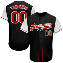 Load image into Gallery viewer, Custom Black Red-White Authentic Two Tone Baseball Jersey
