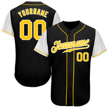 Load image into Gallery viewer, Custom Black Gold-White Authentic Two Tone Baseball Jersey
