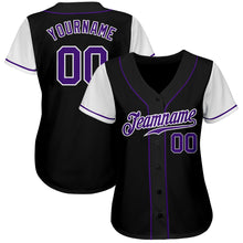 Laden Sie das Bild in den Galerie-Viewer, Custom Black Purple-White Authentic Two Tone Baseball Jersey
