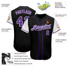 Laden Sie das Bild in den Galerie-Viewer, Custom Black Purple-White Authentic Two Tone Baseball Jersey
