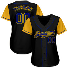 Load image into Gallery viewer, Custom Black Royal-Gold Authentic Two Tone Baseball Jersey
