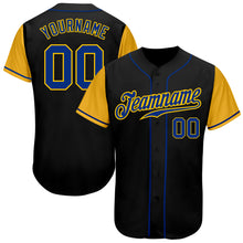 Load image into Gallery viewer, Custom Black Royal-Gold Authentic Two Tone Baseball Jersey
