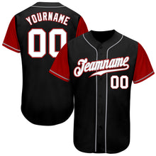 Load image into Gallery viewer, Custom Black White-Red Authentic Two Tone Baseball Jersey
