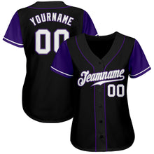 Load image into Gallery viewer, Custom Black White-Purple Authentic Two Tone Baseball Jersey
