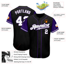 Load image into Gallery viewer, Custom Black White-Purple Authentic Two Tone Baseball Jersey
