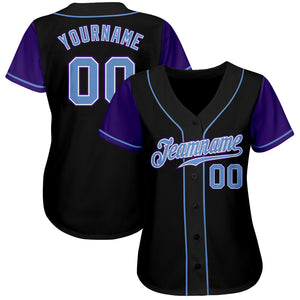 Custom Black Light Blue-Purple Authentic Two Tone Baseball Jersey