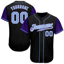 Laden Sie das Bild in den Galerie-Viewer, Custom Black Light Blue-Purple Authentic Two Tone Baseball Jersey
