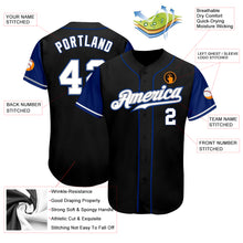 Load image into Gallery viewer, Custom Black White-Royal Authentic Two Tone Baseball Jersey
