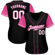 Laden Sie das Bild in den Galerie-Viewer, Custom Black White-Pink Authentic Two Tone Baseball Jersey
