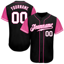 Laden Sie das Bild in den Galerie-Viewer, Custom Black White-Pink Authentic Two Tone Baseball Jersey
