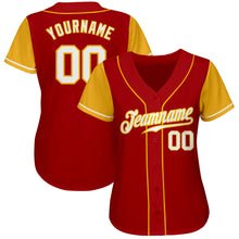 Load image into Gallery viewer, Custom Red White-Gold Authentic Two Tone Baseball Jersey
