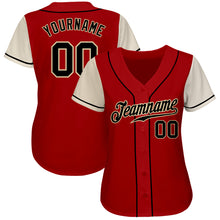 Laden Sie das Bild in den Galerie-Viewer, Custom Red Black-Cream Authentic Two Tone Baseball Jersey

