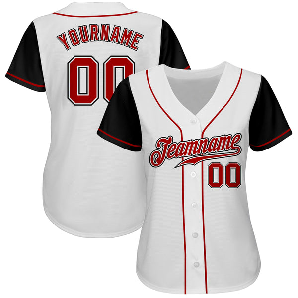 Sale Build Red Baseball Authentic Black Split Fashion Jersey White –  CustomJerseysPro