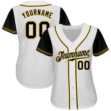 Laden Sie das Bild in den Galerie-Viewer, Custom White Black-Gold Authentic Two Tone Baseball Jersey
