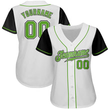 Laden Sie das Bild in den Galerie-Viewer, Custom White Neon Green-Black Authentic Two Tone Baseball Jersey
