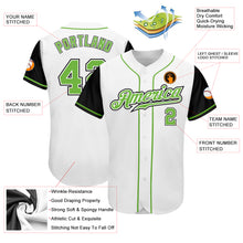 Load image into Gallery viewer, Custom White Neon Green-Black Authentic Two Tone Baseball Jersey
